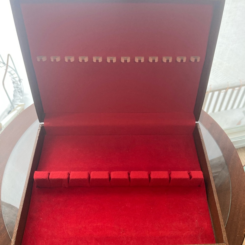 Vintage Tarnish Resistance Silverware Flatware Wooden leather Storage Chest Box